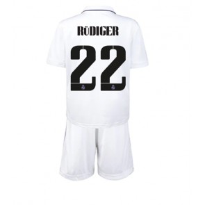 Real Madrid Antonio Rudiger #22 kläder Barn 2022-23 Hemmatröja Kortärmad (+ korta byxor)